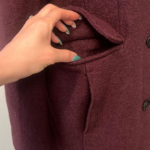 Lands' End Women's Brown Wool Blend Button Front Coat - Picture 5 of 12